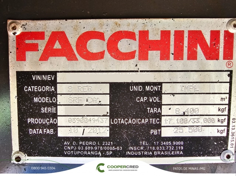 Graneleira Facchini 12/13 Assoalho de Chapa Revisada