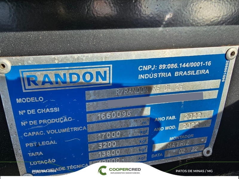 Rodocaçamba Randon 35m³ 22/22 C/ Lona Fácil