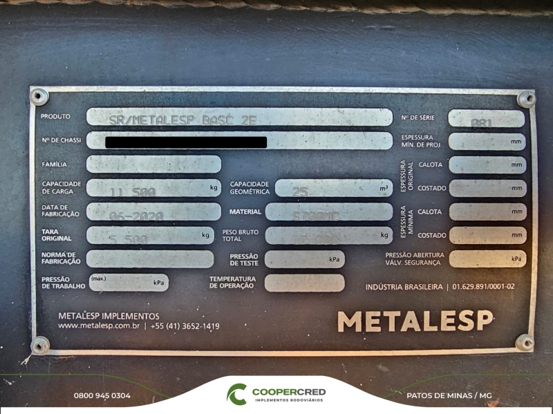 Bicaçamba Metalesp 2020/2020 25m³ Repasse