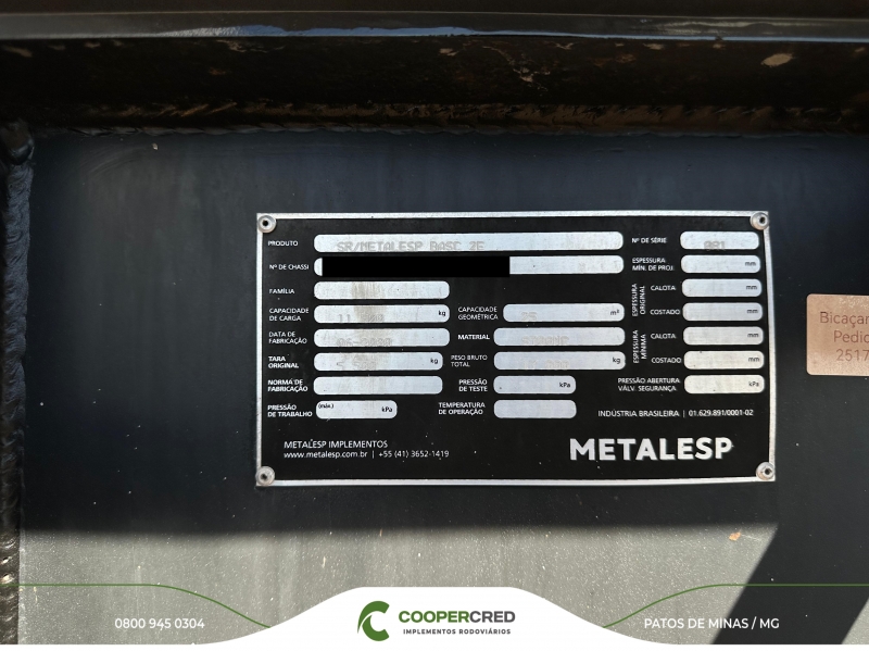 Bicaçamba Metalesp 2020/2020 25m³ Revisada