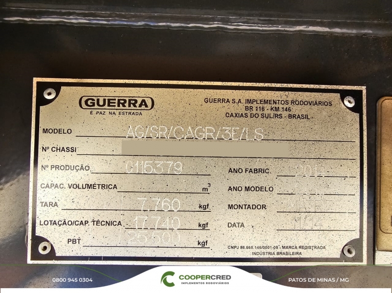 Graneleira Guerra 14/15 Assoalho Comp. 12,40m x 1,80m