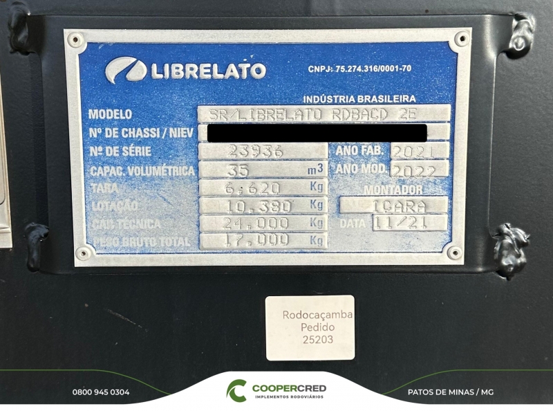 Rodocaçamba Librelato Linha Premium 21/22 Dolly 5ª Roda