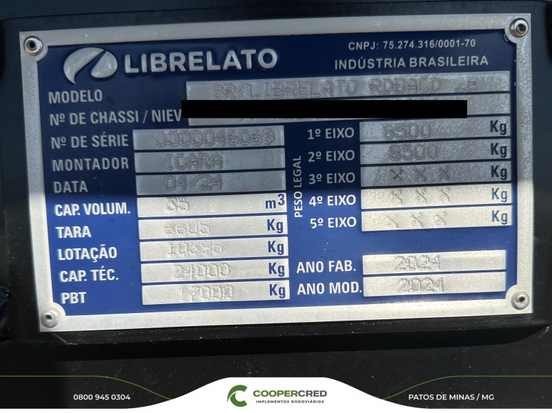 Rodocaçamba Librelato Dolly 5ª roda 24/24