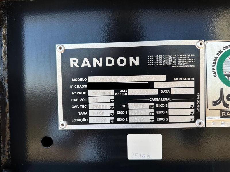 Rodocaçamba Randon 2023/2024 New R Sem Pneus