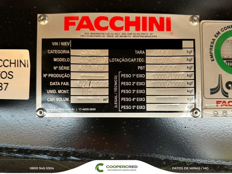 Baú Facchini 2 Eixos Vanderleia 0 KM 15,40m