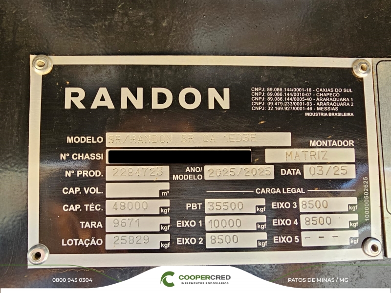 Graneleira 4º Eixo Randon 2025 Assoalho de Chapa