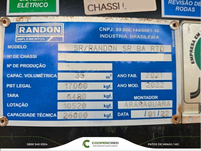 Rodocaçamba Randon 21/22 35m³ C/Pneus Usados