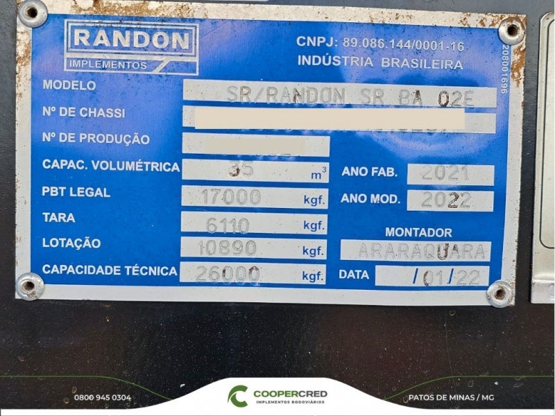 Rodocaçamba Randon 21/22 35m³ C/Pneus Usados