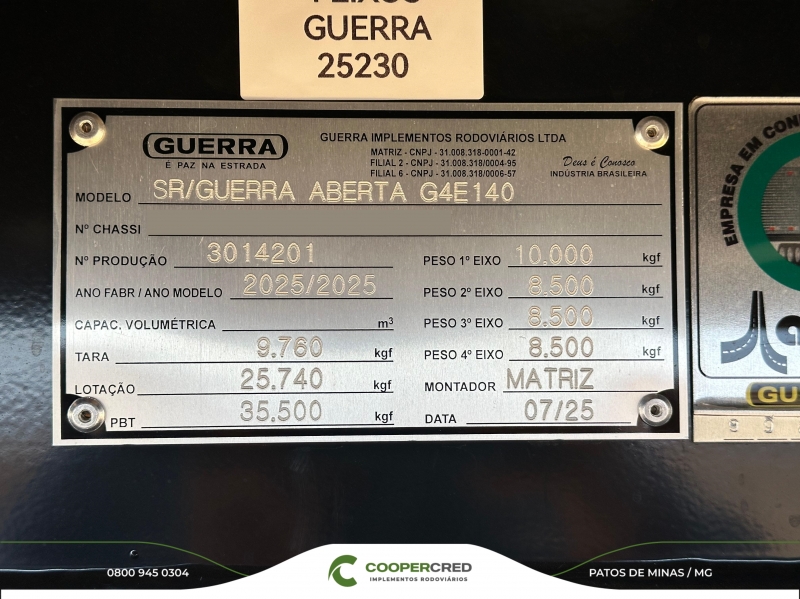 Graneleira 4° Eixo Guerra 2025 Chapa + Roda de Alumínio