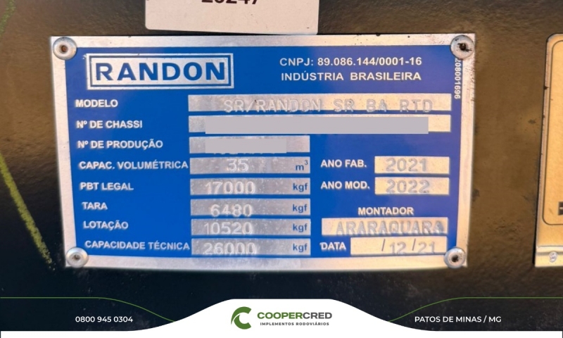 Rodocaçamba Randon 21/22 Com Pneus REPASSE