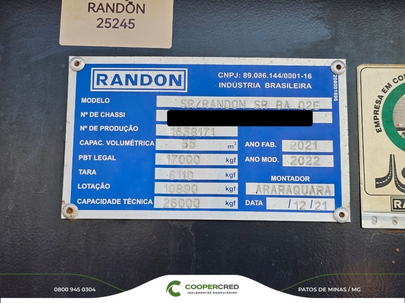 Rodocaçamba Randon 21/22 Com Pneus REPASSE