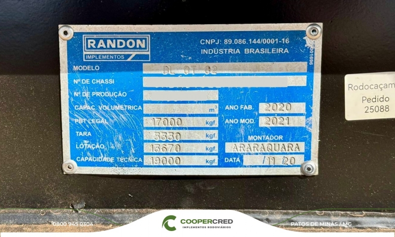 Rodocaçamba Randon 20/21 Revisado Lona Fácil Nova