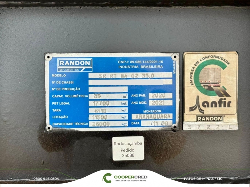 Rodocaçamba Randon 20/21 Revisado Lona Fácil Nova