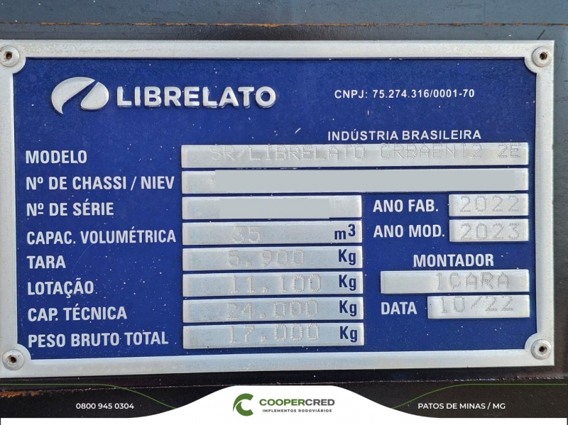 Rodocaçamba Librelato 22/23 Revisada C/Lona Fácil