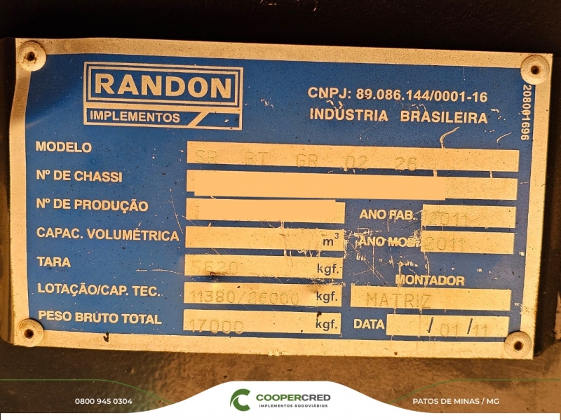 Bitrem Graneleiro Randon 2011 Assoalho de Compensado