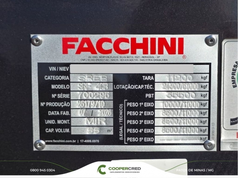 Basculante 4º Eixo Facchini 55m³ 0KM à Pronta Entrega