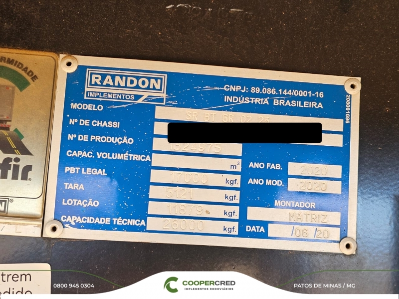 Bitrem Graneleiro Randon 2020 7,50m x 1,80m
