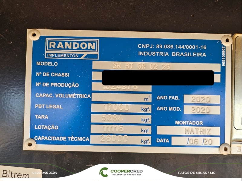 Bitrem Graneleiro Randon 2020 7,50m x 1,80m