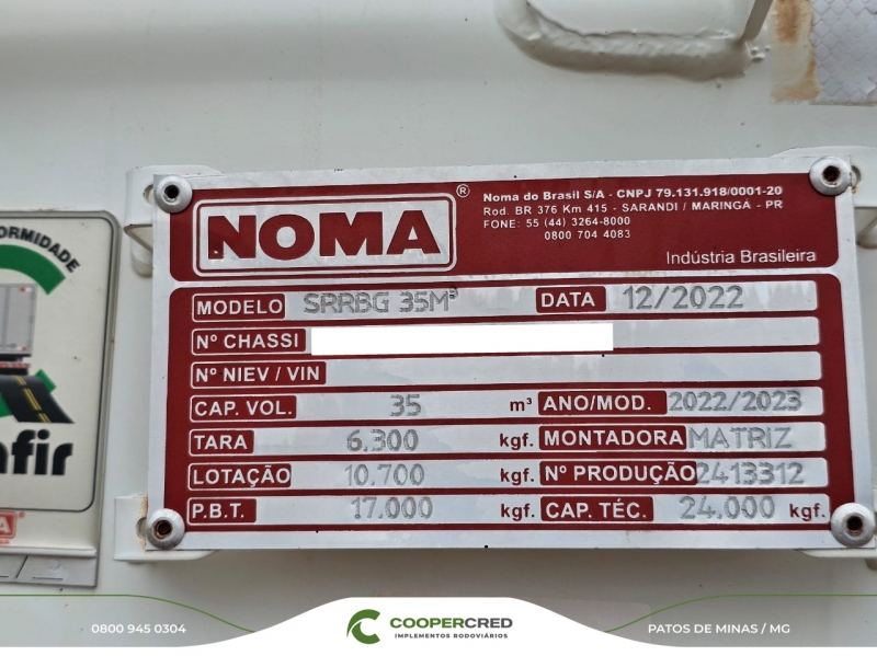 Rodocaçamba Noma 22/23 Repasse C/Pneus