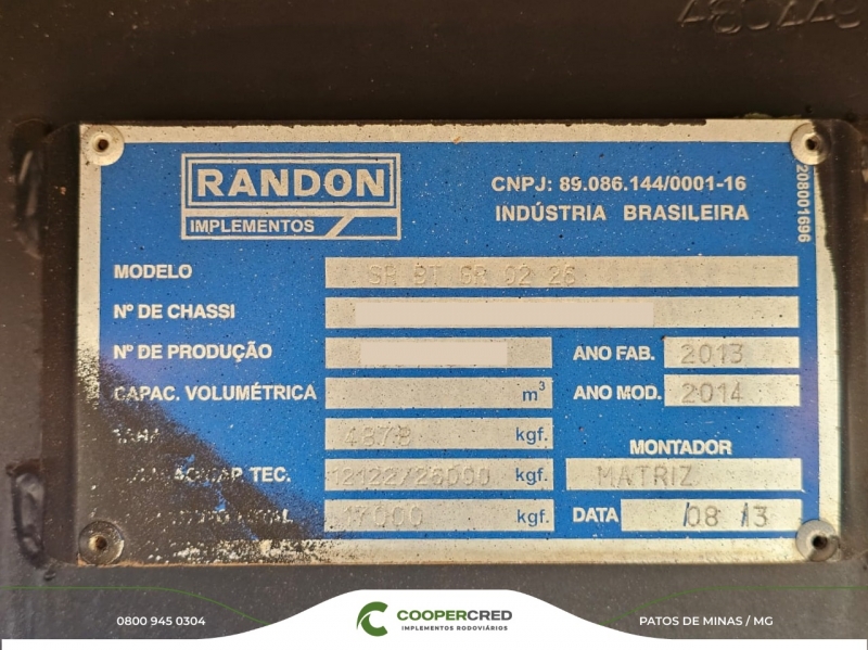 Bitrem Graneleiro Randon 13/14 Revisado 7,10m x 1,80m