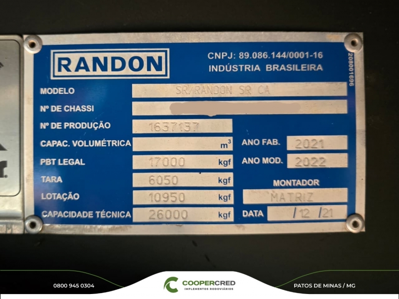 Rodotrem Graneleiro Randon Branca 21/22 9,40 x 1,80m