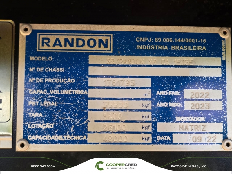 Graneleira 4º Eixo Randon Revisada 22/23 13,50m x 1,80m