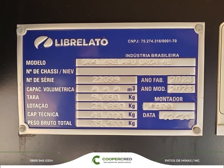 Graneleira 4º Eixo Librelato Branca 23/23 13,50m x 1,80m