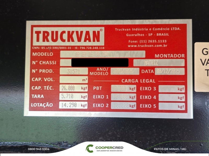 Graneleira 2 Eixos 2025/2026 10,30M Com Rodas de Alumínio