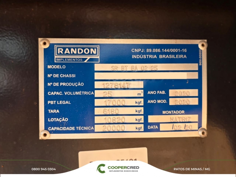 Bicaçamba Randon Branca Revisada 2020/2020 25 M³