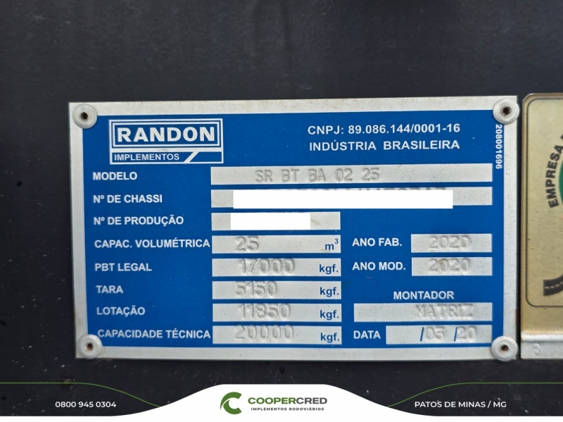 Bicaçamba Randon Revisada 2020/2020 25 M³