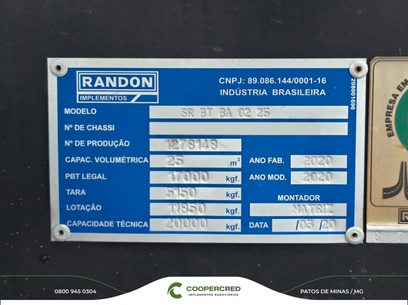 Bicaçamba Randon Branca Revisada 2020/2020 25 M³