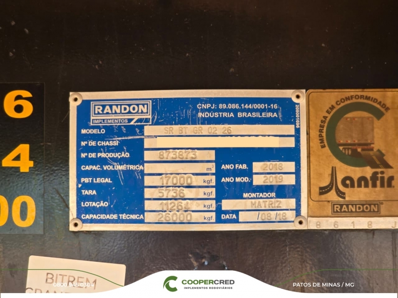 Bitrem Graneleiro Randon 2018/2019 7,10m x 1,80m