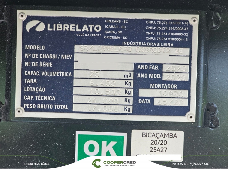 Bicaçamba Librelato Com Lona Facil 20/20 25m³