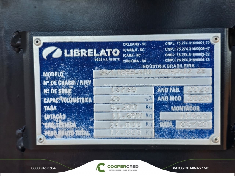 Bicaçamba Librelato Branca Com Lona Facil 20/20 25m³