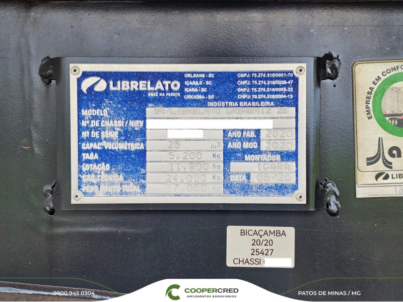 Bicaçamba Librelato Com Lona Facil 20/20 25m³