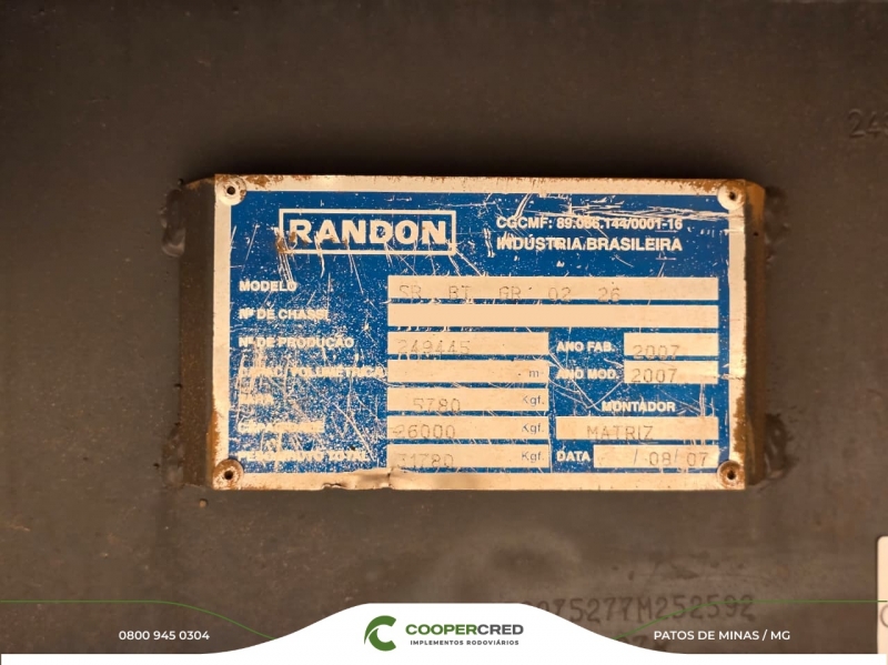 Bitrem Graneleiro Randon Preta 2007 7,50m x 1,80m