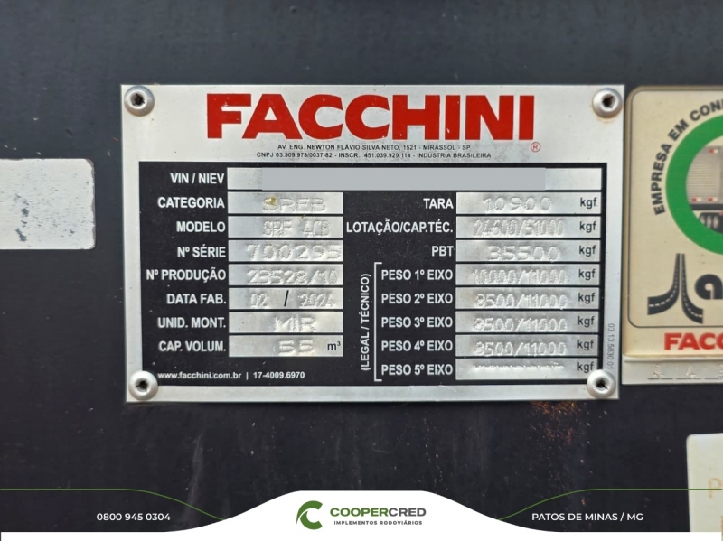 Basculante 4°Eixo Facchini Preto 24/24 - Tecnil