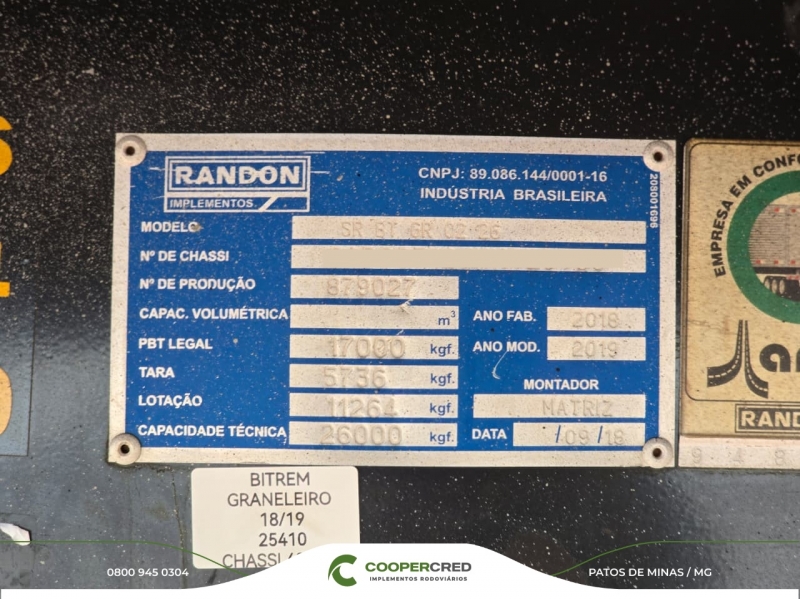 Bitrem Graneleiro Randon Revisado 18/19 7,10m