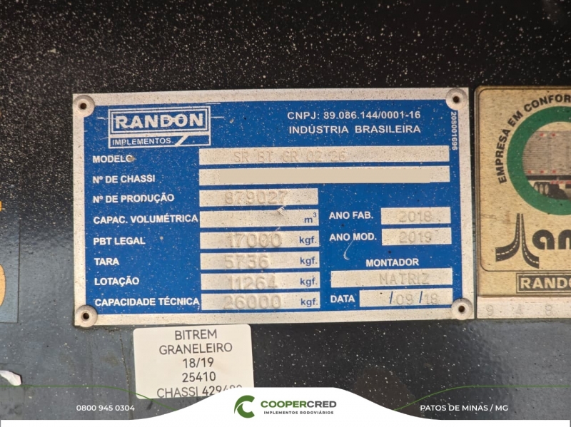 Bitrem Graneleiro Randon Revisado 18/19 7,10m