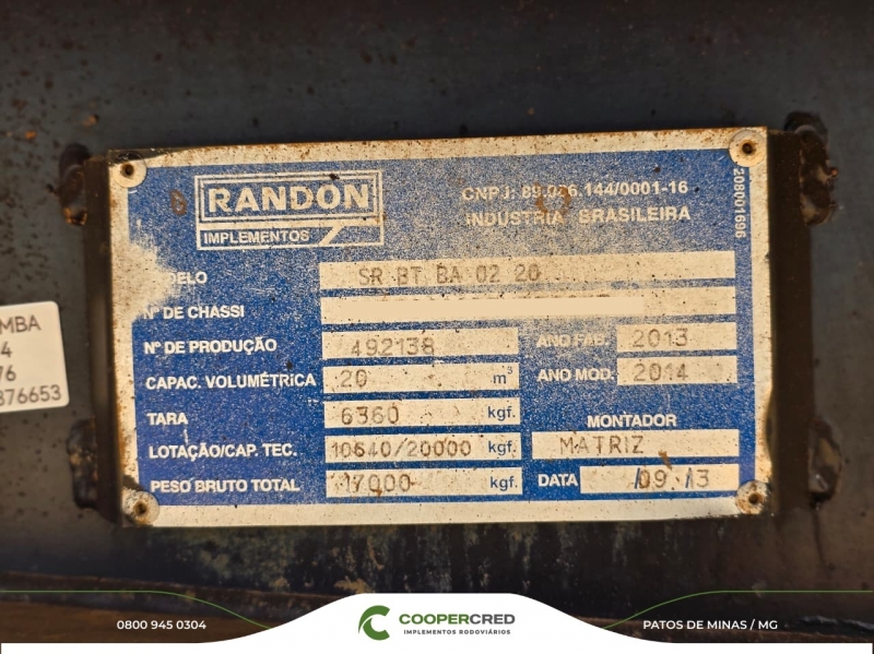 Bicaçamba Randon 13/14 20M³ + Fominha