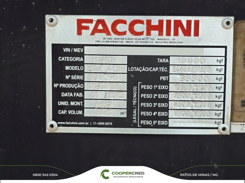 Basculante 4º Eixo Facchini 2023 55m³