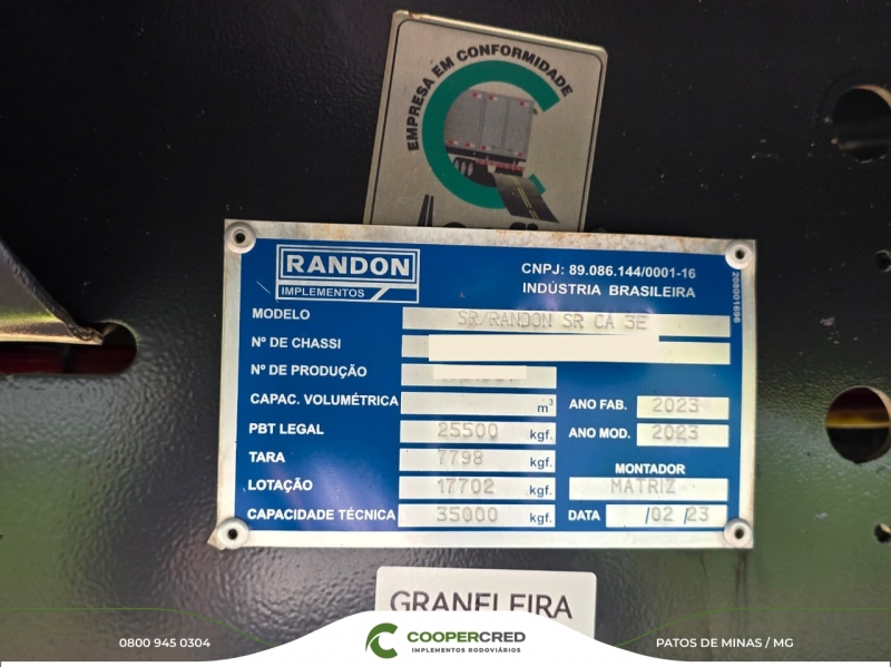 Graneleira Randon 2023 12,40M X 1,80M ASSOALHO DE CHAPA