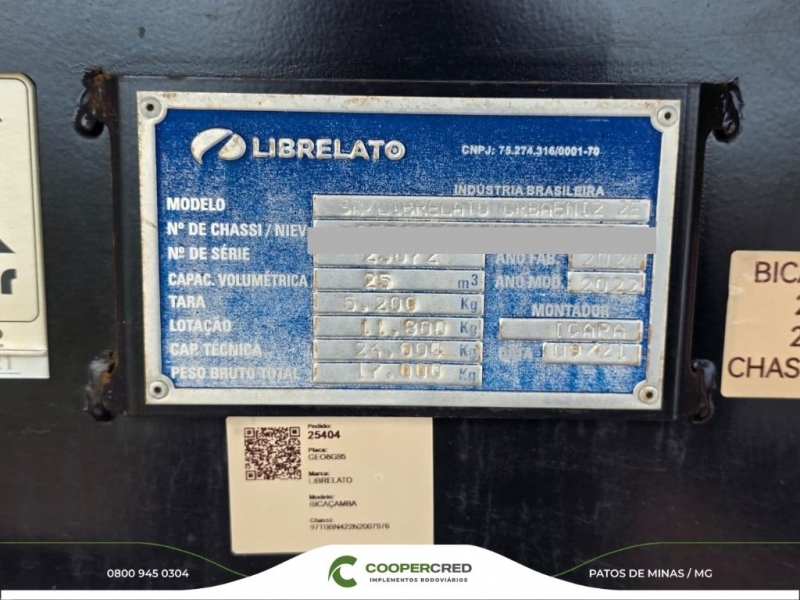 Bicaçamba Librelato Preta 21/22 25m³ Revisada