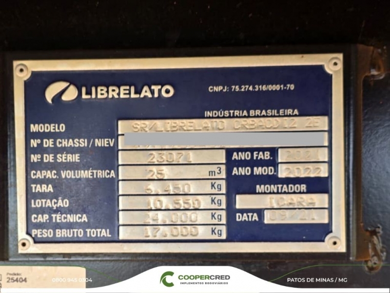 Bicaçamba Librelato Preta 21/22 25m³ Revisada
