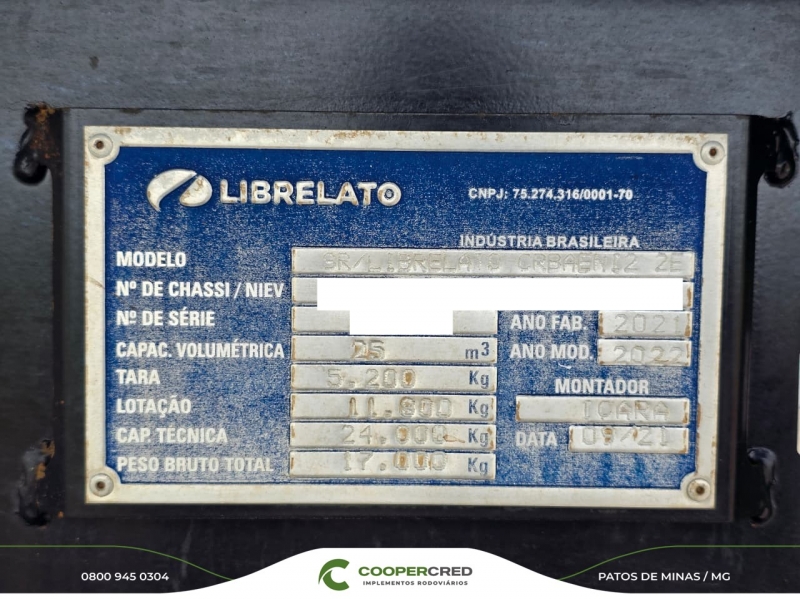 Bicaçamba Librelato Preta 21/22 25m³ Revisada