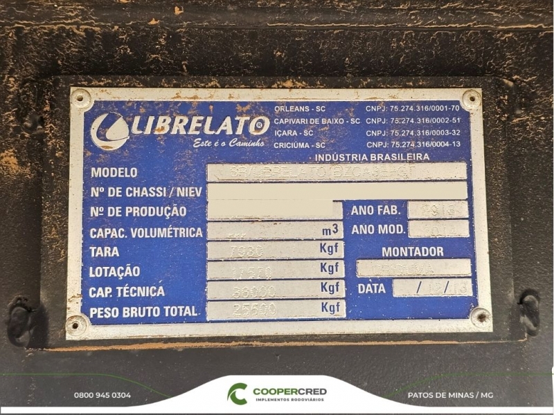 Bitrenzão Graneleiro Librelato 2013/2014 11,4m x 1,8m