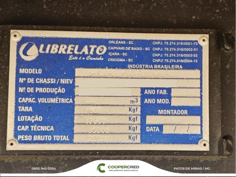 Bitrenzão Graneleiro Librelato 2013/2014 11,4m x 1,8m