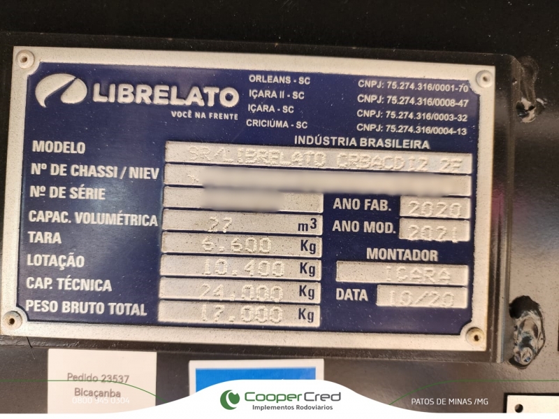 Bicaçamba Librelato Preta 2020/2021 24M³