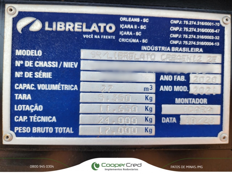 Bicaçamba Librelato Preta 2020/2021 24M³