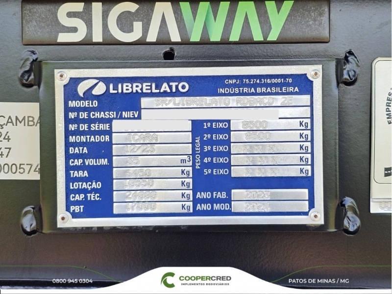 Rodoçacamba Librelato Preta com Pneus e Lona Fácil 23/24